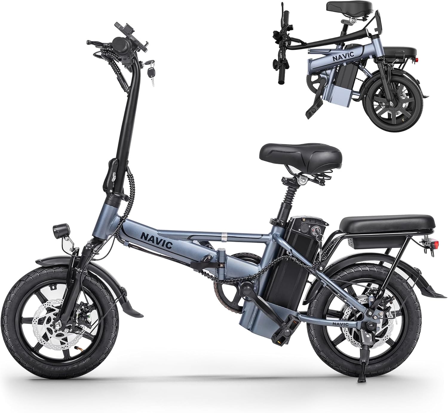 NAVIC S5 Electric Bike for Adults, 750W Motor(Peak 1200W), 48V 20Ah Removable LG Cell Battery, Step-Thru Ebikes with Hydraulic Brakes, 20“×4.0” Fat Tire, Multi-Shock Absorption for Commuting