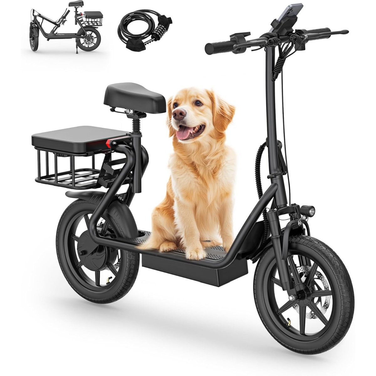 NAVIC T1 Electric Bike, 1200W Peak Powerful Motor, 48V 15.6Ah Removable Battery, 20